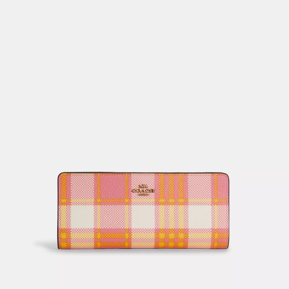 Coach Slim Wallet Garden Plaid